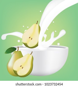 Cup with splash milk with pear