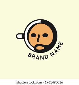 Cup, spoon, Face, and Coffee simple in one logo