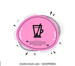 Cup with spoon icon. Quote speech bubble. Fresh beverage sign. Latte or Coffee symbol. Quotation marks. Classic tea mug icon. Vector