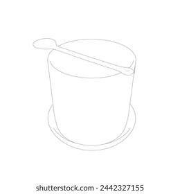 Icono de copa con línea de cuchara. Señal de bebidas frescas. Símbolo de café con leche o café. Formas geométricas. Diseño de icono de taza de té lineal. Ilustración de vector