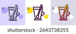 Cup with spoon line icon. Halftone dotted pattern. Gradient icon with grain shadow. Fresh beverage sign. Latte or Coffee symbol. Line tea mug icon. Various designs. Vector