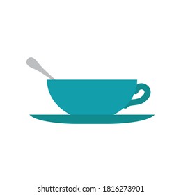 Cup with spoon and plate - Vector illustration
