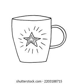 cup with star hand drawn in doodle style