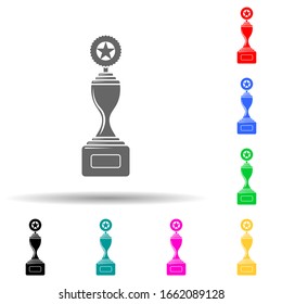Becher mit einem Star-Symbol in mehrfarbigem Stil. Einfache Bildyph, flache Vektorillustration von Sucsess und Auszeichnungen für i und ux, Website oder mobile Applikationen