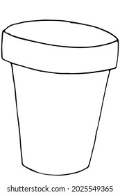 una taza de papel, ilustración vectorial en estilo doodle con contorno negro, libro de colorear