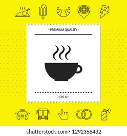 Cup with steam. Graphic elements for your design