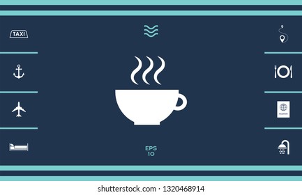 Cup with steam. Graphic elements for your design