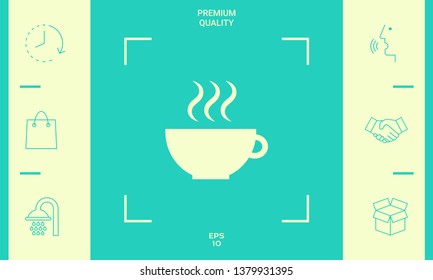 Cup with steam. Graphic elements for your design