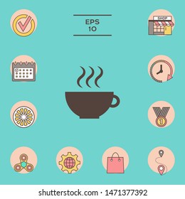 Cup with steam. Graphic elements for your design