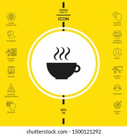 Cup with steam. Graphic elements for your design