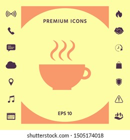 Cup with steam. Graphic elements for your design