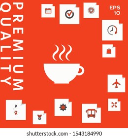 Cup with steam. Graphic elements for your design