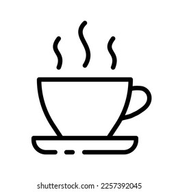 Cup with Steam line icon. Hot drink, coffee, beans, cocoa, americano, cappuccino, care, coffee shop, barista. Beverage concept.