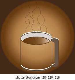 Copa con vapor, café caliente. Ilustración vectorial. Extracción.EPS10