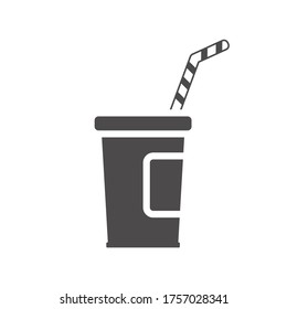 Cup with a straw icon in flat style.Vector illustration.