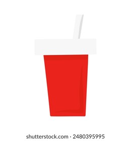 Cup with a straw isolated on white background