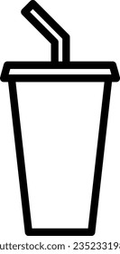 Copa con un icono de la línea de paja como símbolo de comida rápida