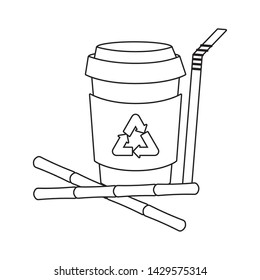 cup with straw and set bamboo