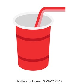 Cup with straw vector icon. Cup with straw emoji emoticon flat illustration isolated on white background