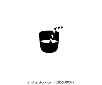 Cup with straw vector icon. Isolated cup with straw illustration