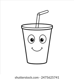      Cup with a straw vector illustration.
