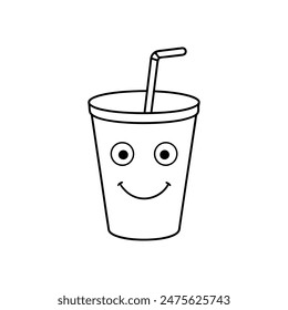      Taza con una Ilustración vectorial de paja.
