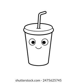      Cup with a straw vector illustration.
