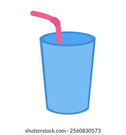Cup with straw vector illustration. Simple Cup with straw icon emoji design.