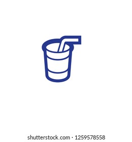 Cup with Straw. Vector Isolated Icon