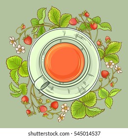 cup of strawberry tea on color backgro?nd