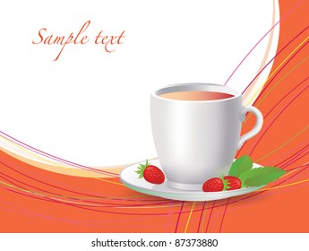 cup of strawberry tea, vector