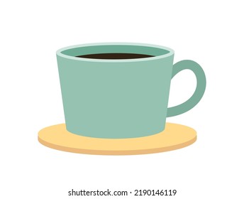 Taza de café fuerte objeto vector de color semiplano. Beber de energía. Elemento editable. Elemento de cuerpo completo sobre blanco. Bebida simple ilustración de estilo de caricatura para diseño gráfico web y animación