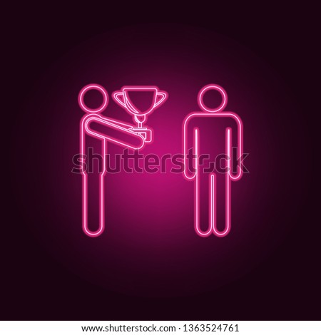 Cup submission to the winner icon. Elements of Sucsess and awards in neon style icons. Simple icon for websites, web design, mobile app, info graphics