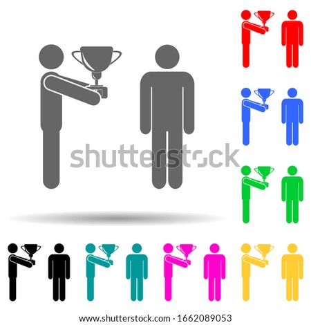 Cup submission to the winner multi color style icon. Simple glyph, flat vector of sucsess and awards icons for ui and ux, website or mobile application