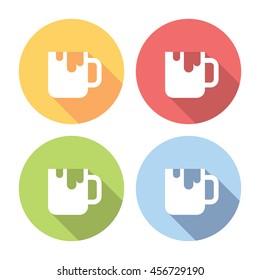 Cup Of Sweet Drink Flat Style Design Icons Set