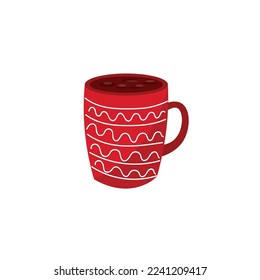Cup of sweet hot chocolate on white background