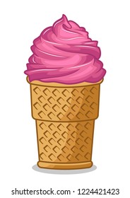 a cup of sweet strawberry ice cream object stock vector illustration