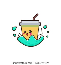 Cup swimming cute character illustration