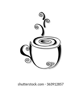 Cup with swirl. Hand drawing illustration