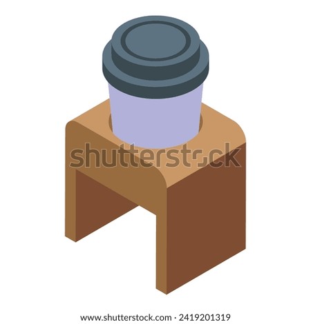 Cup table handle icon isometric vector. Layout cold. Away hot take