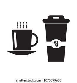 Cup and take away of coffee. Black.Party Holiday Event Celebration Food Drink in flat design .Vector