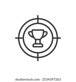 Cup Target, im Liniendesign, grün. Cup, Ziel, Ziel, Trophäe, Leistung, Erfolg, Gewinner auf weißem Hintergrund Vektor. Bearbeitbares Strichsymbol für Cup-Ziel