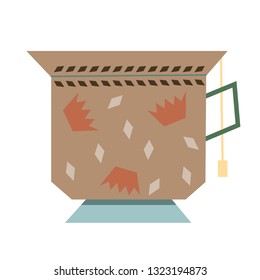 cup of tea asian style flat simple illustration. Home and kitchen series. Tableware food and dishes.