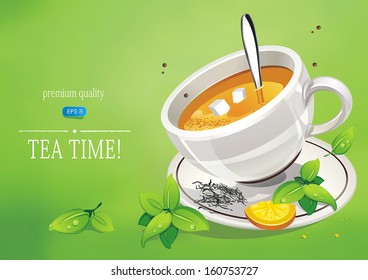 Cup of tea background vector illustration