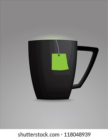 Cup of tea with tea bag (blank label)
