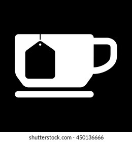 Cup of tea with tea bag (blank label). Vector flat illustration