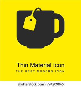 Cup with tea bag bright yellow material minimal icon or logo design