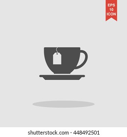 cup with tea bag . Flat design style eps 10