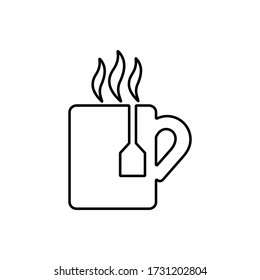 Cup of tea with tea bag. Flat icon illustration.