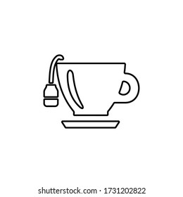 Cup of tea with tea bag. Flat icon illustration.